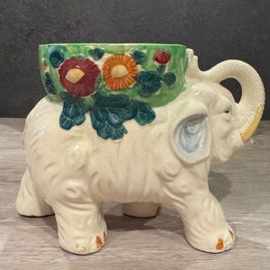 Vintage MCM Ceramic Elephant Planter Made in Japan